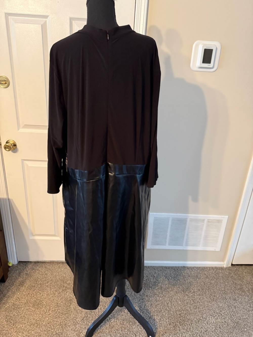 Ashley Stewart Black Mixed-Fabric Long Dress - Picture 2 of 7